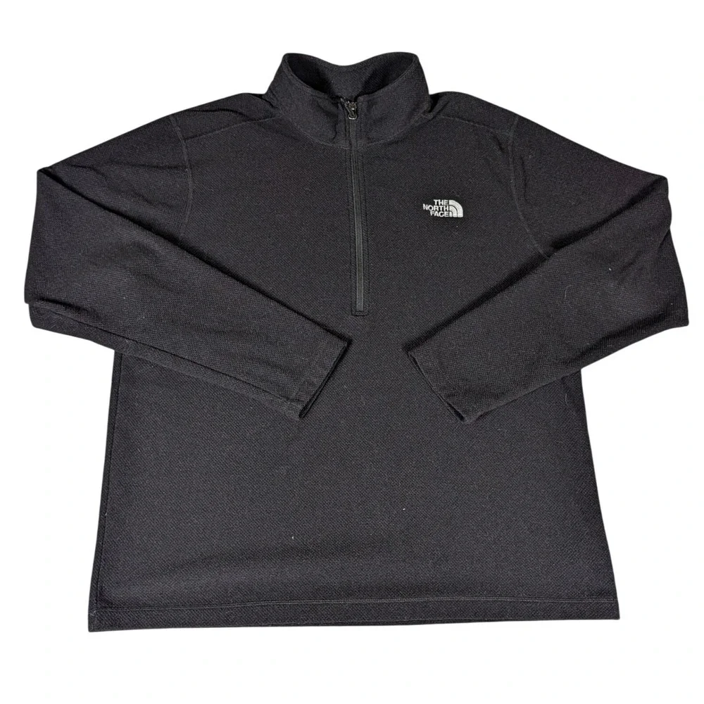 The North Face Mens Black Quarter Zip Pullover Textured Fleece Mock Neck XL